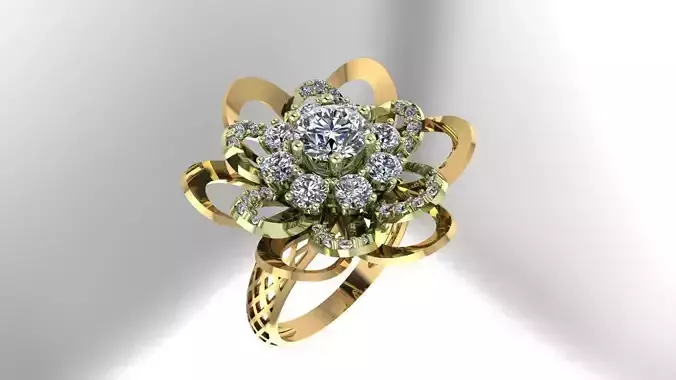 Flower Ring 3D print model 