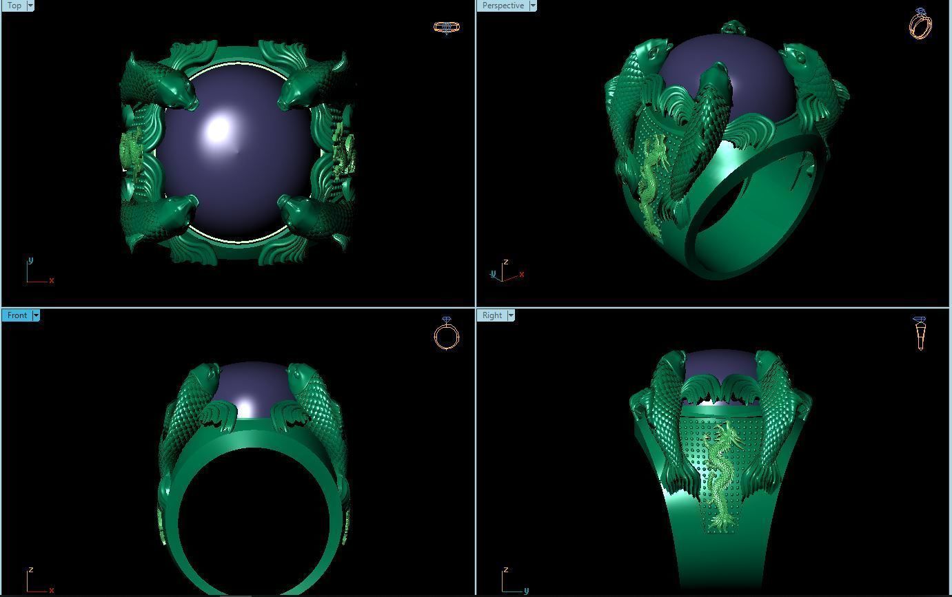 Carp fish ring 3D print model 3D print model_2