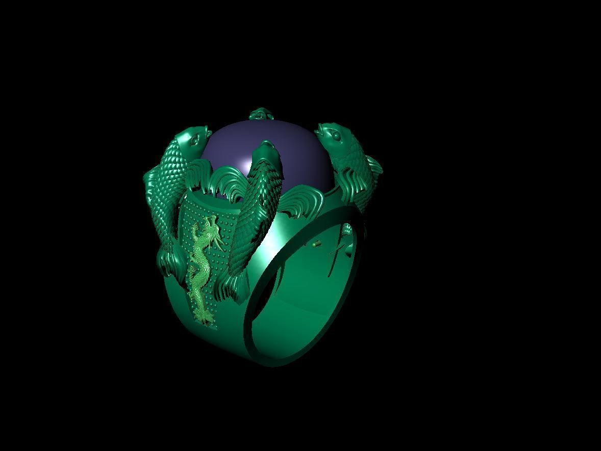 Carp fish ring 3D print model 3D print model_6