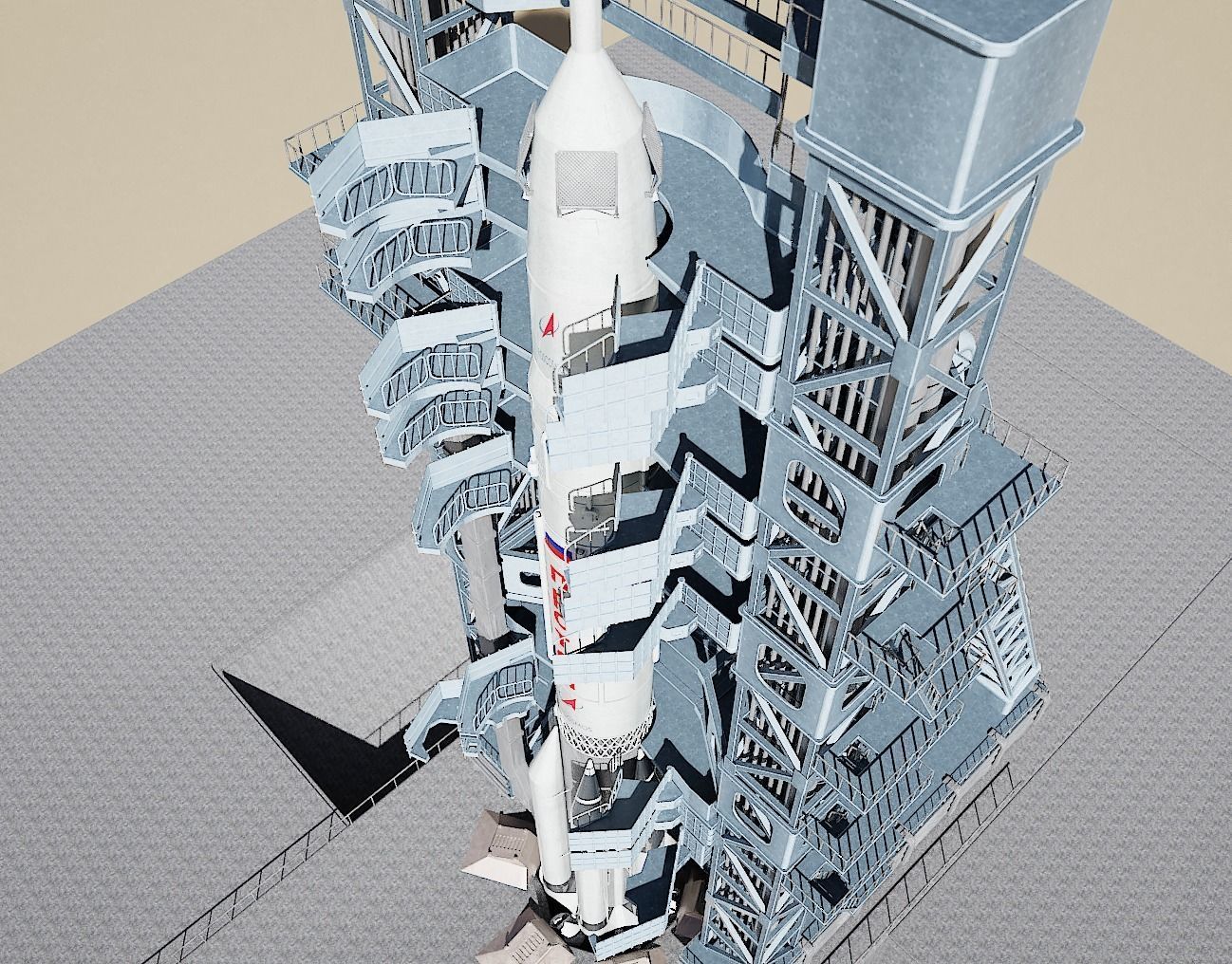 Proton Rocket launch pad 3D model rigged | CGTrader
