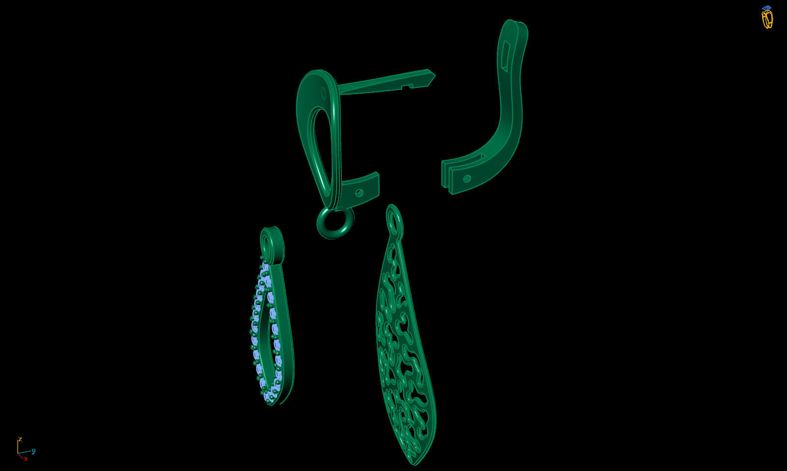 Earring E 0003 3D print model_11