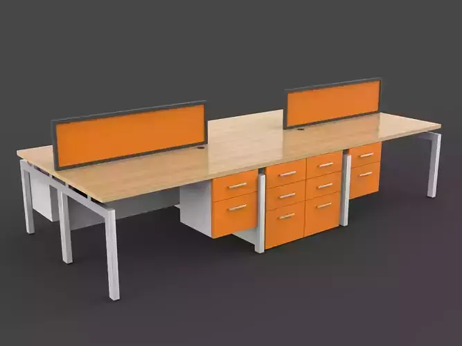 Workstation 2 office desk with orange accents