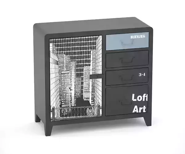 Black and White Loft Art Chest of Drawers 3D model