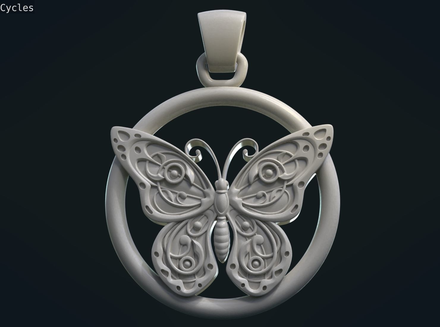 Butterfly Pendant 3D print model_7
