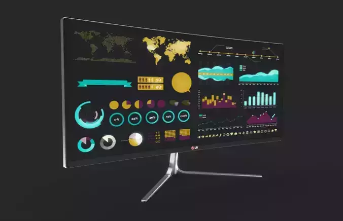 LG 34UC97 Curved UltraWide 34 inch PC Monitor 3D model