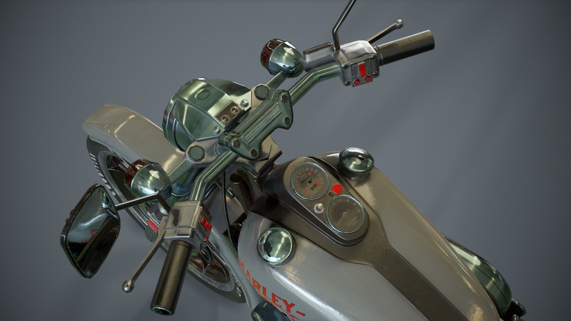 Harley Davidson 1977 fxs LowRider motorcycle Low-poly 3D model_5