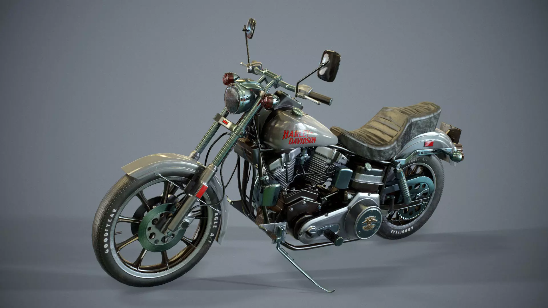 Harley Davidson 1977 fxs LowRider motorcycle Low-poly 3D model_0