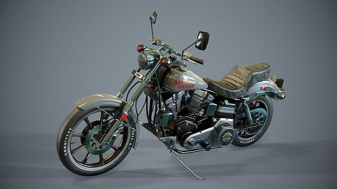 Harley Davidson 1977 fxs LowRider motorcycle Low-poly 3D model