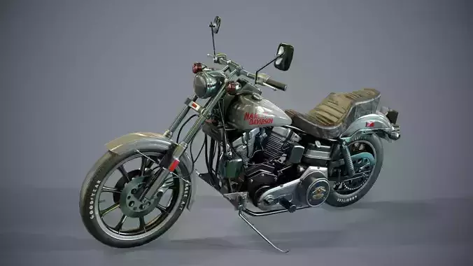 Harley Davidson 1977 fxs LowRider motorcycle Low-poly 3D model