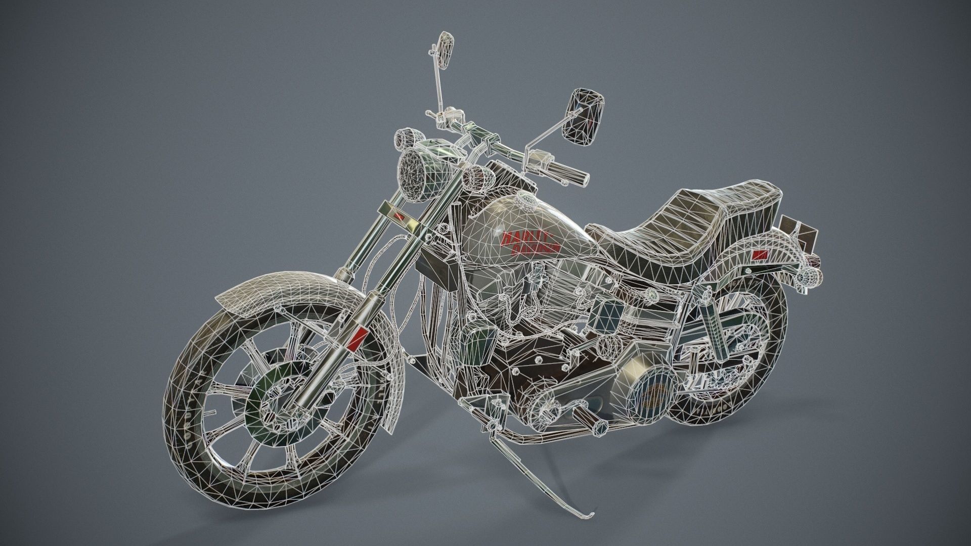 Harley Davidson 1977 fxs LowRider motorcycle Low-poly 3D model_8