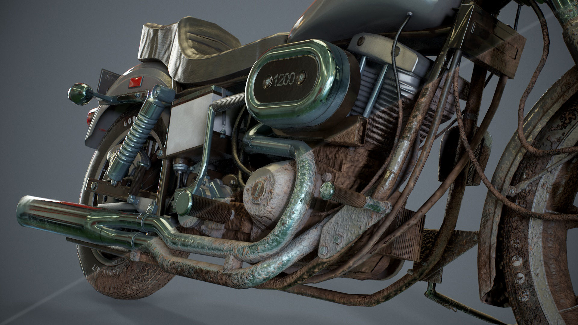 Harley Davidson 1977 fxs LowRider motorcycle Low-poly 3D model_9