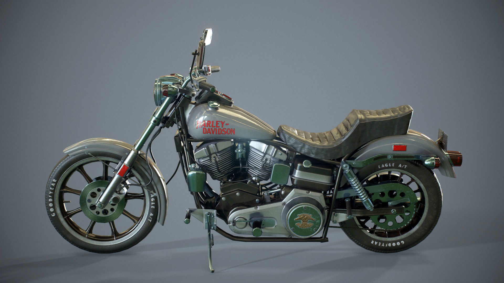 Harley Davidson 1977 fxs LowRider motorcycle Low-poly 3D model_3