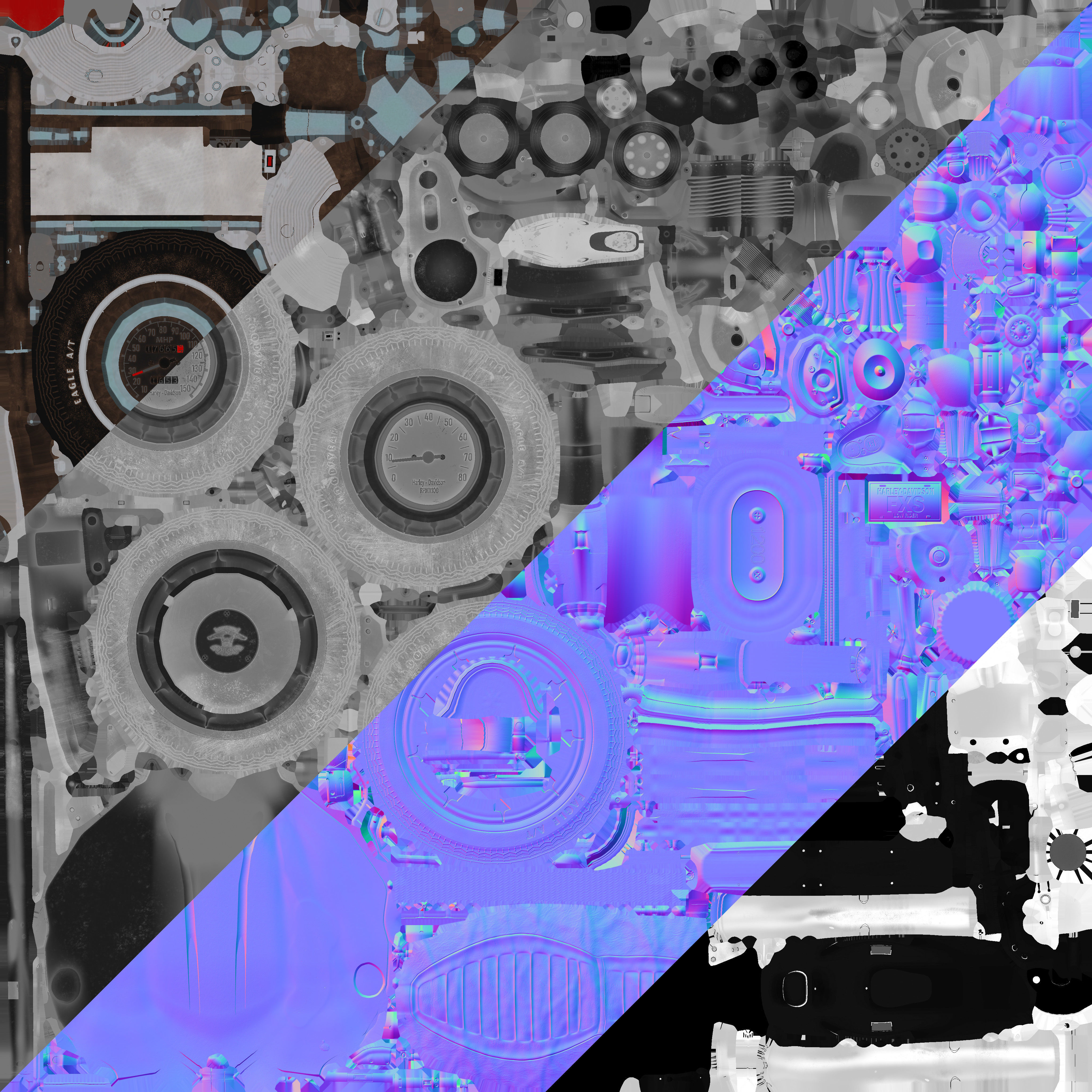 Harley Davidson 1977 fxs LowRider motorcycle Low-poly 3D model_11