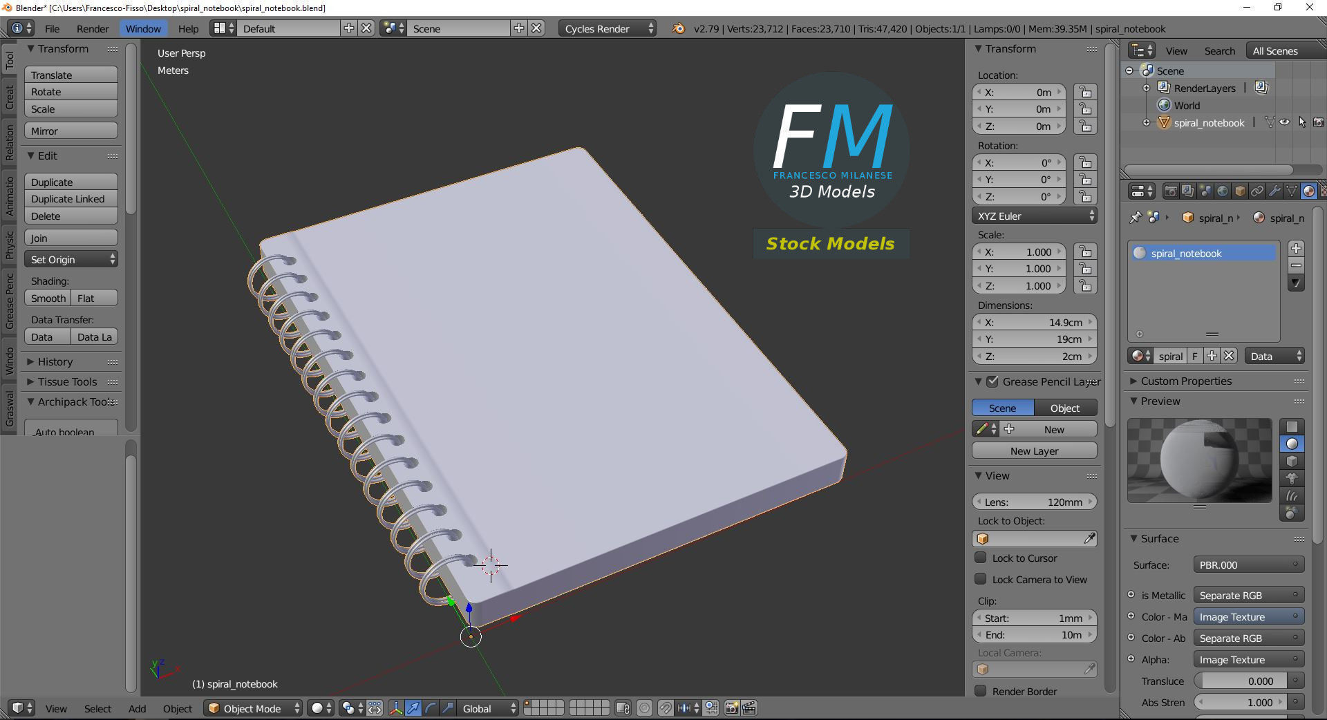 Spiral notebook 3D model_9