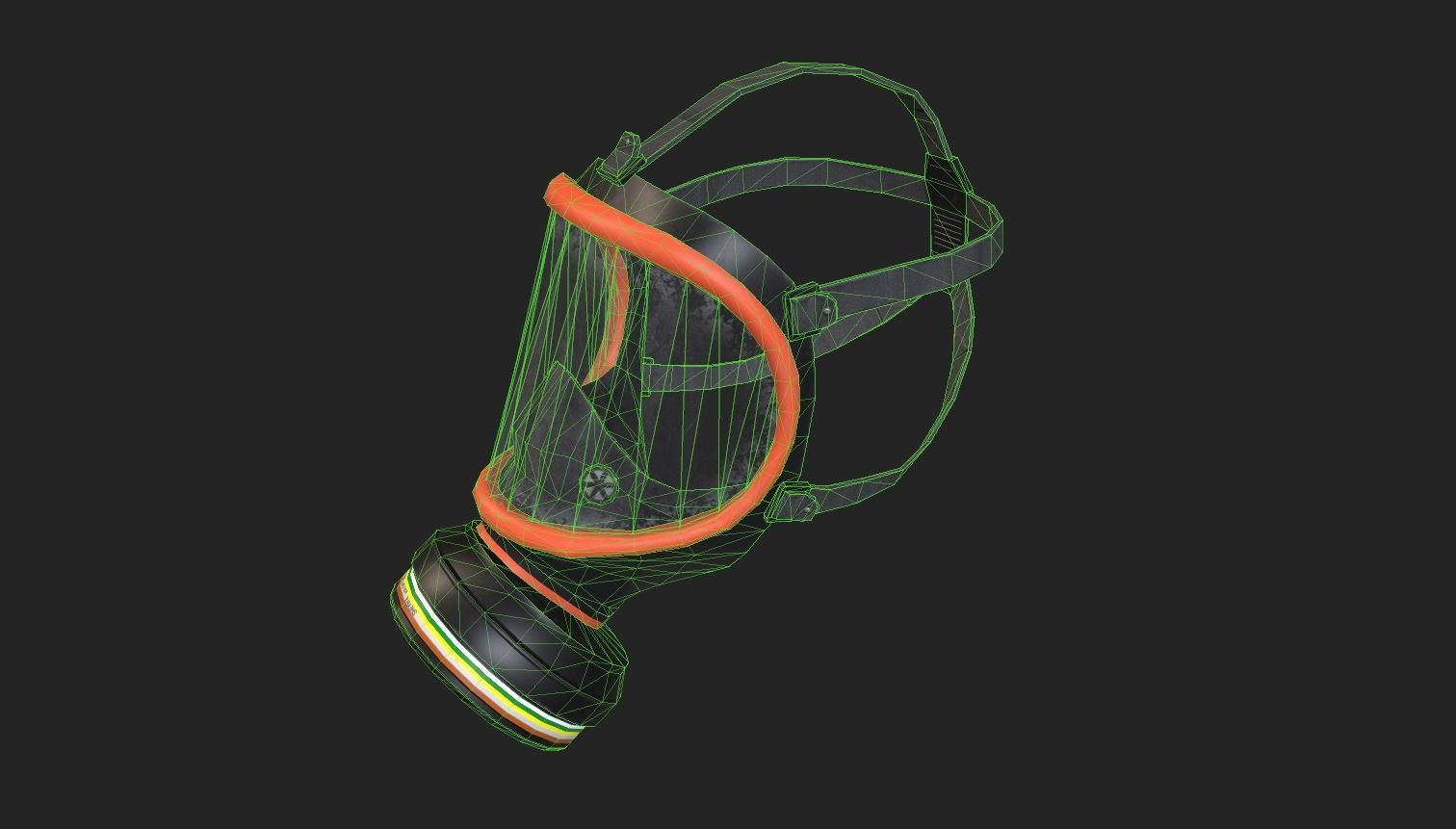 Gas Mask Low-poly 3D model_3