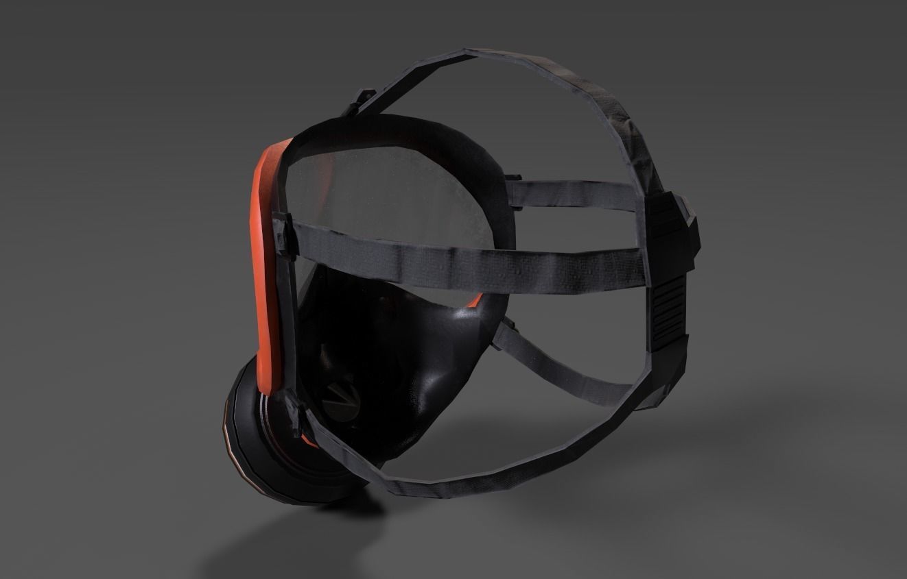Gas Mask Low-poly 3D model_4