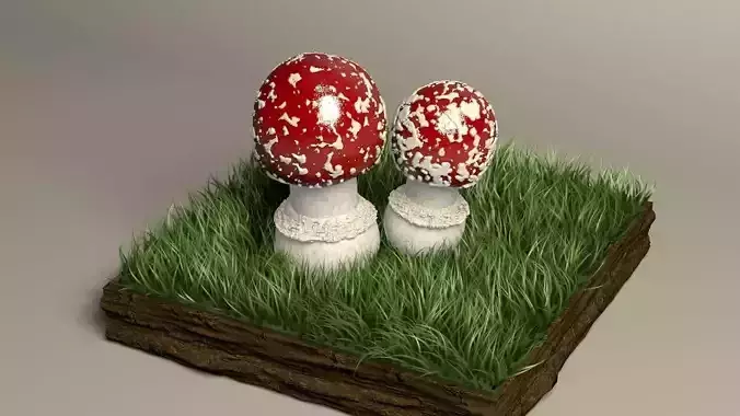 mushroom fly agaricus 3D model