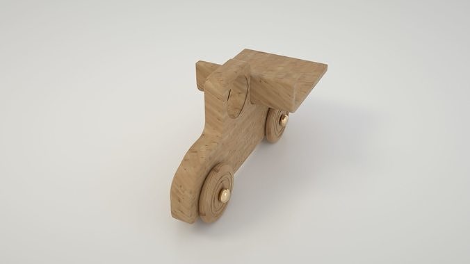 Low poly truck wooden toy 3D model