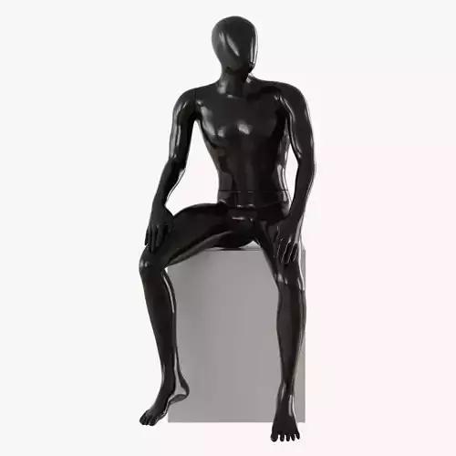 Abstract male mannequin sitting 03 3D model