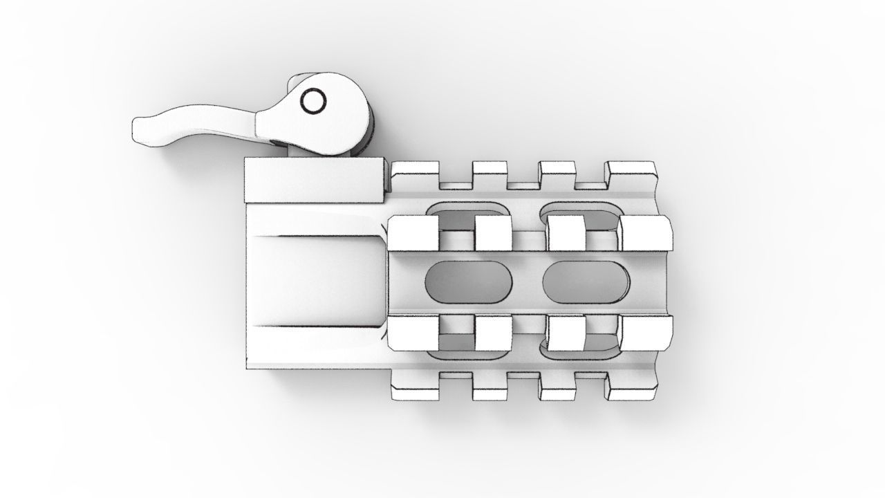 QD Triple Rail Mount Adaptor 3D model_5