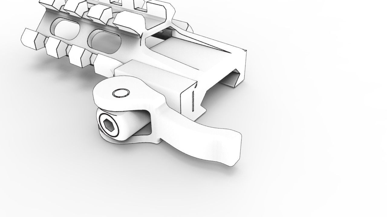 QD Triple Rail Mount Adaptor 3D model_3