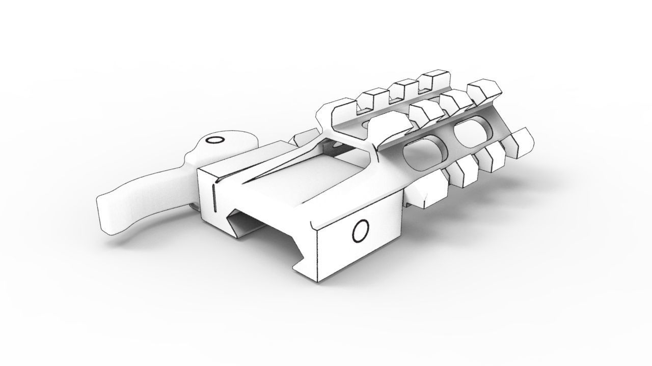 QD Triple Rail Mount Adaptor 3D model_4