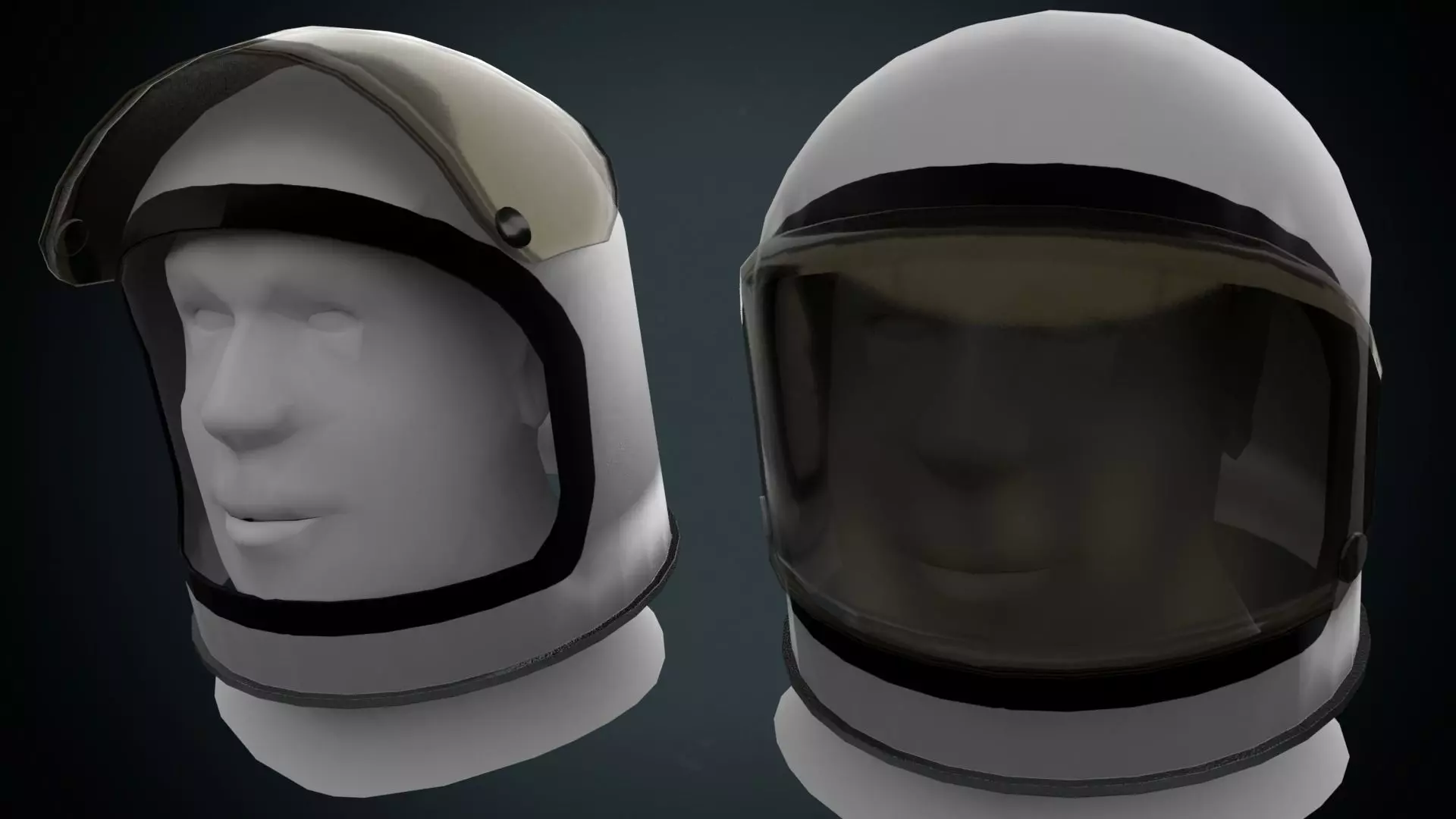 Astronaut helmet gameready Low-poly 3D model_0