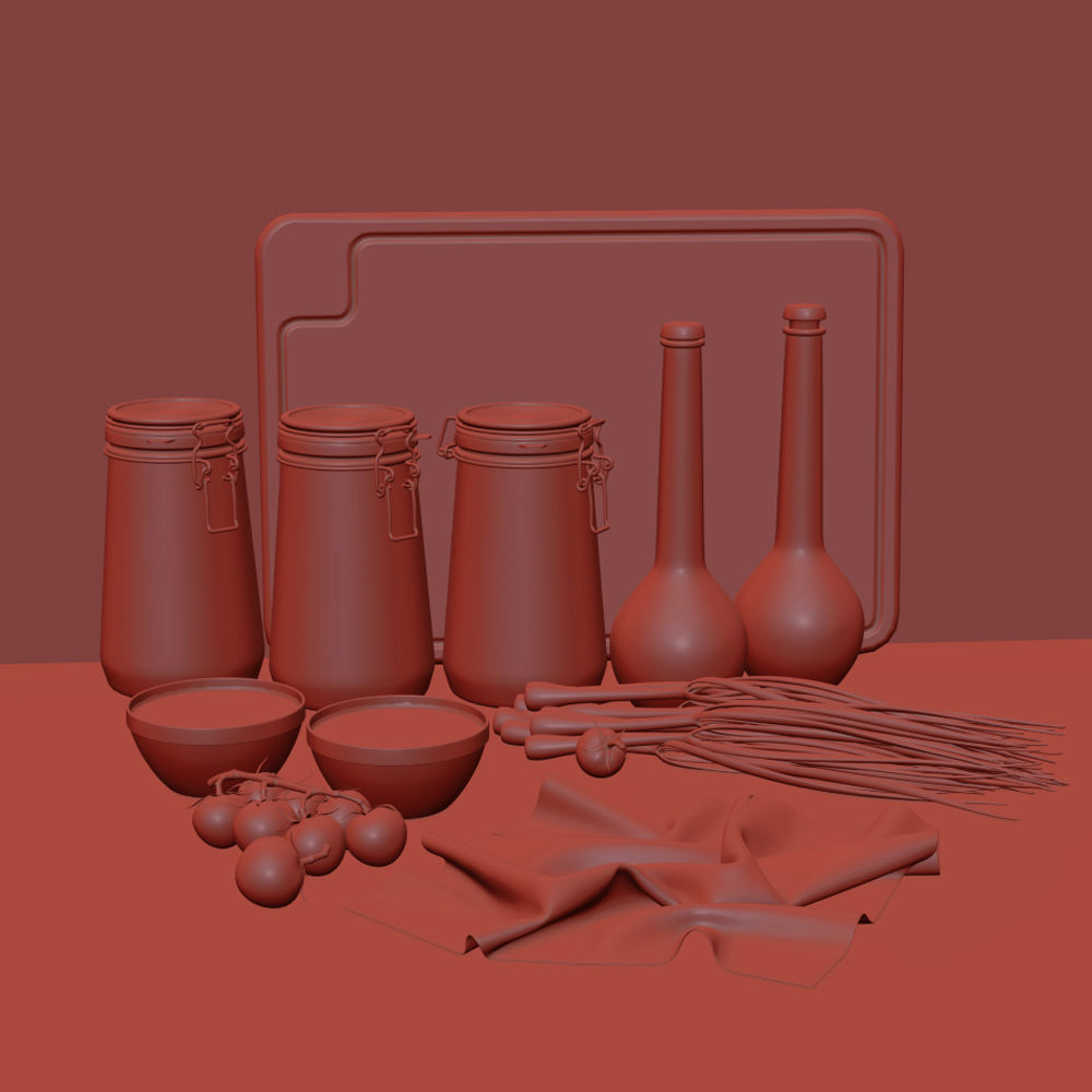 Pasta Dry Set 3D model_4