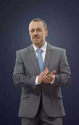Fortitude A Business Man Wearing A Suit Standing Clapping 3D model