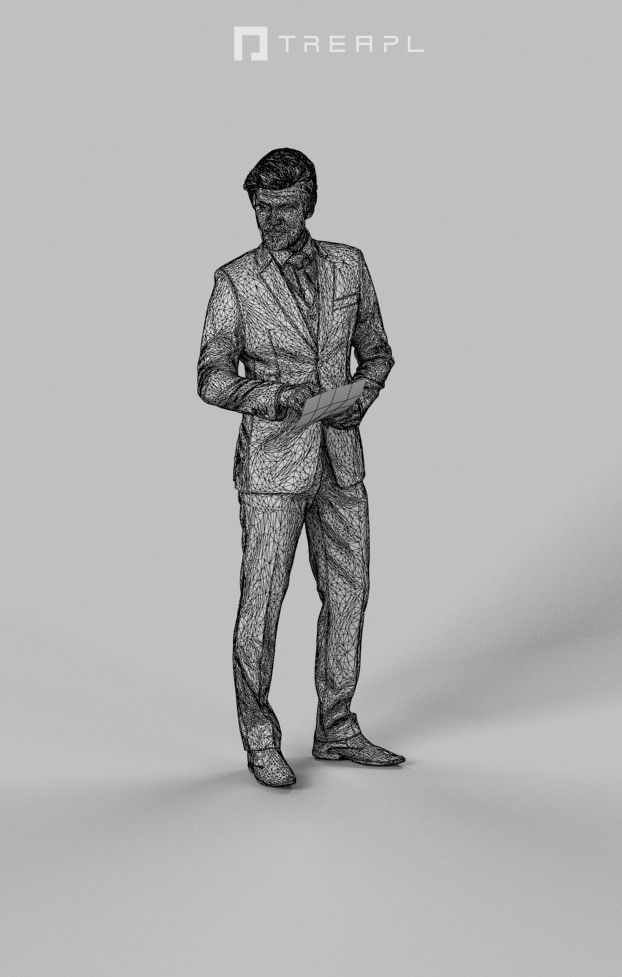Ingrain A Business Man Standing While Reviewing Some Documents 3D model_9