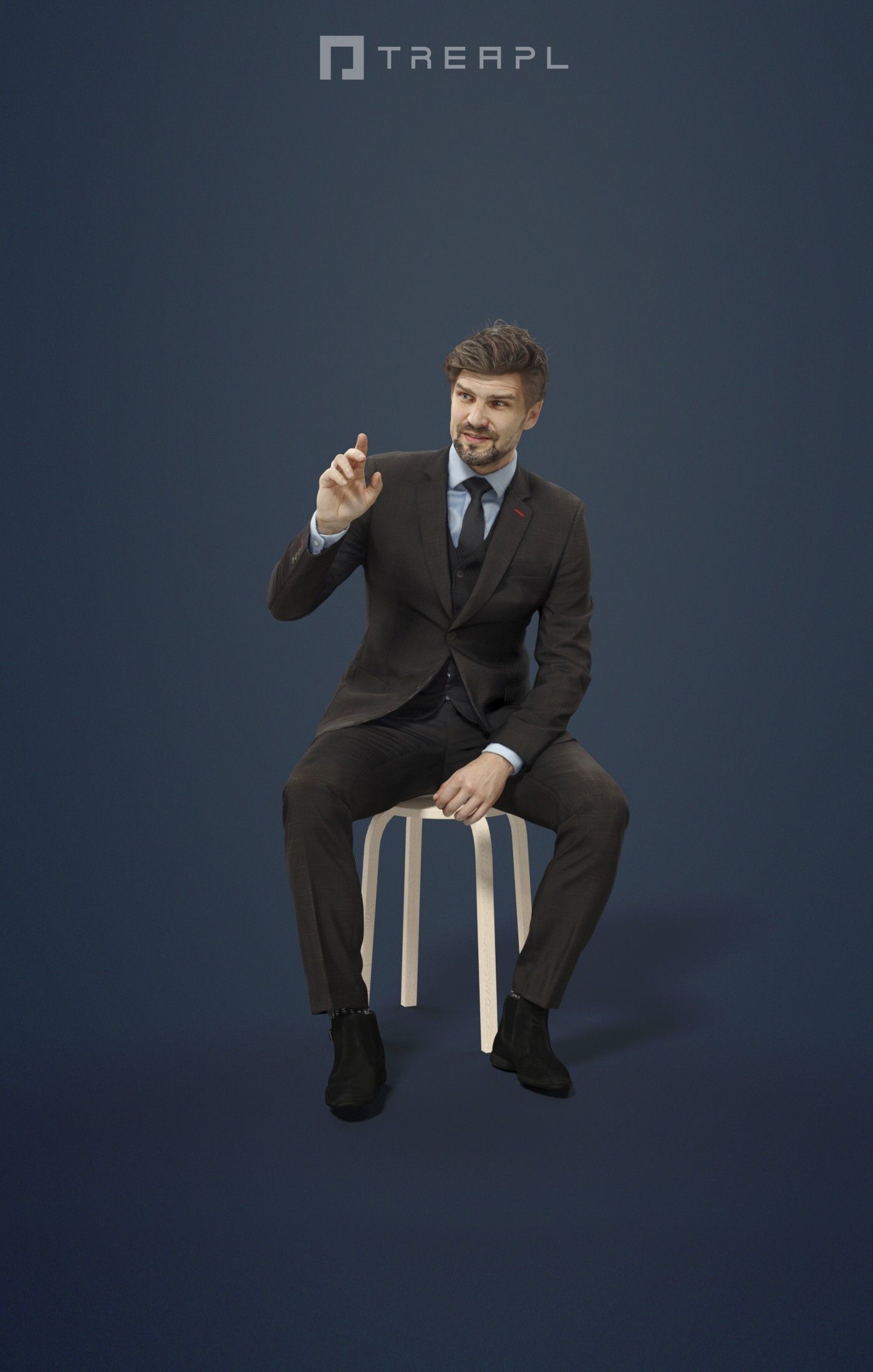 Ingrain A Caucasian Male Sitting in a Cafe While Ordering 3D model_1