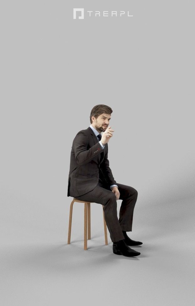 Ingrain A Caucasian Male Sitting in a Cafe While Ordering 3D model_4