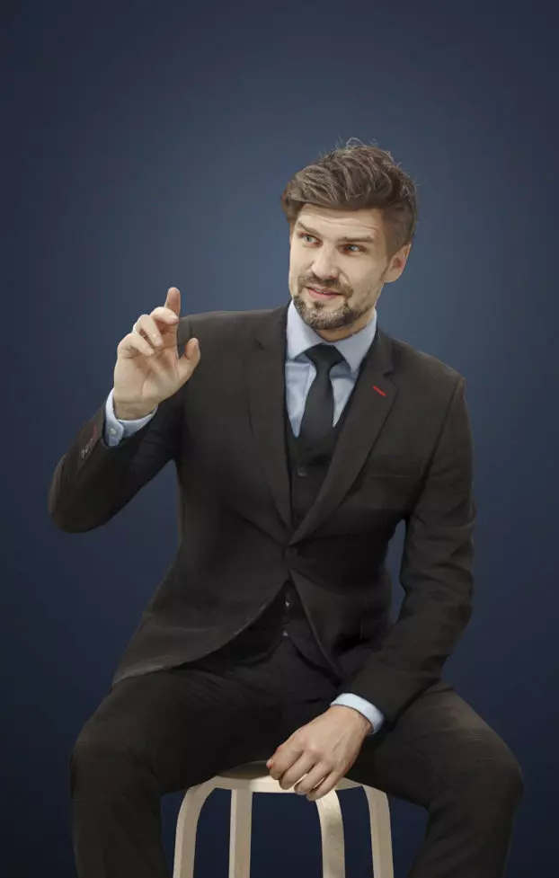 Ingrain A Caucasian Male Sitting in a Cafe While Ordering 3D model_0