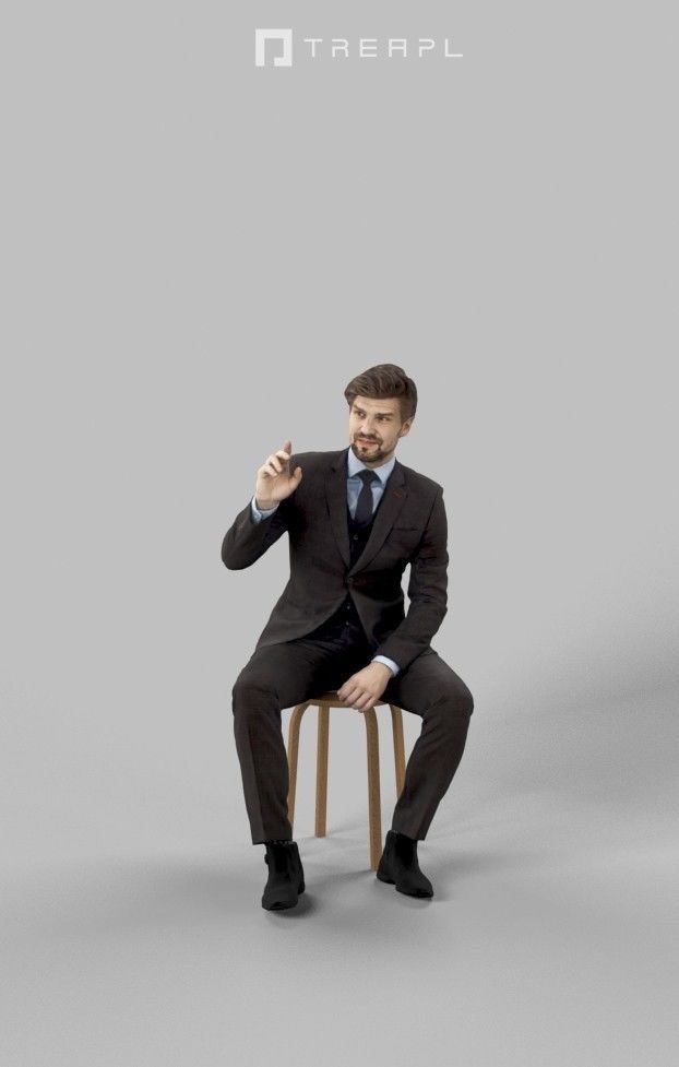 Ingrain A Caucasian Male Sitting in a Cafe While Ordering 3D model_3