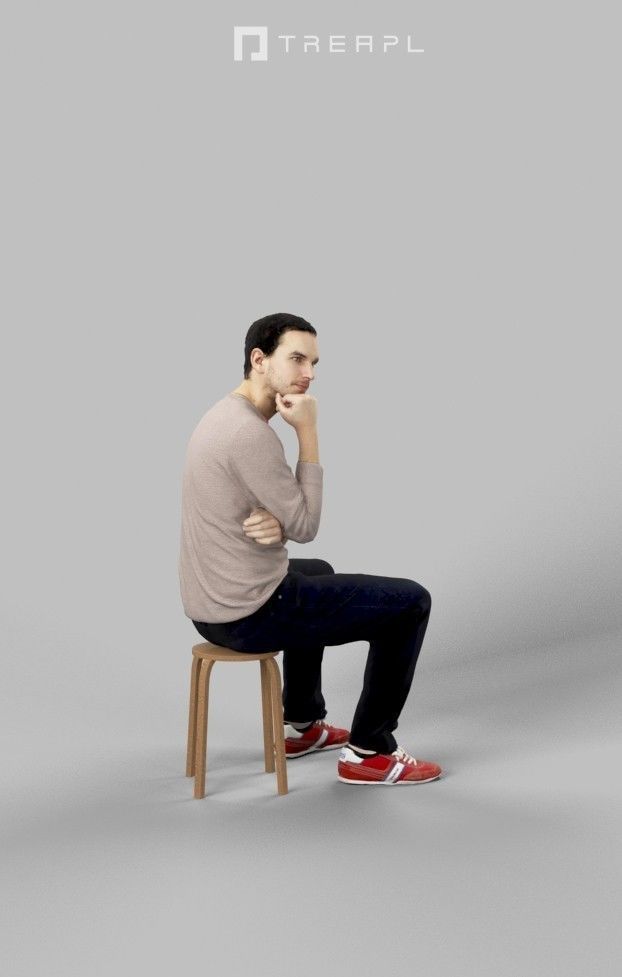 Jest Smart Casual Caucasian Male Sitting And Thinking 3D model_5
