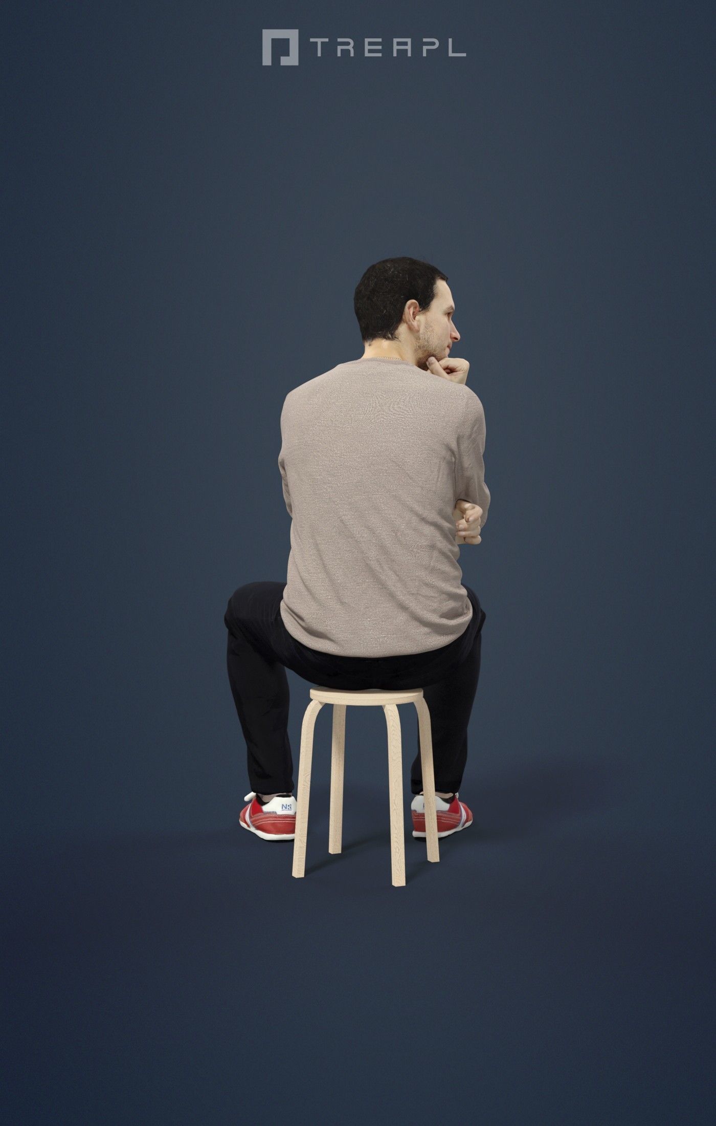 Jest Smart Casual Caucasian Male Sitting And Thinking 3D model_2