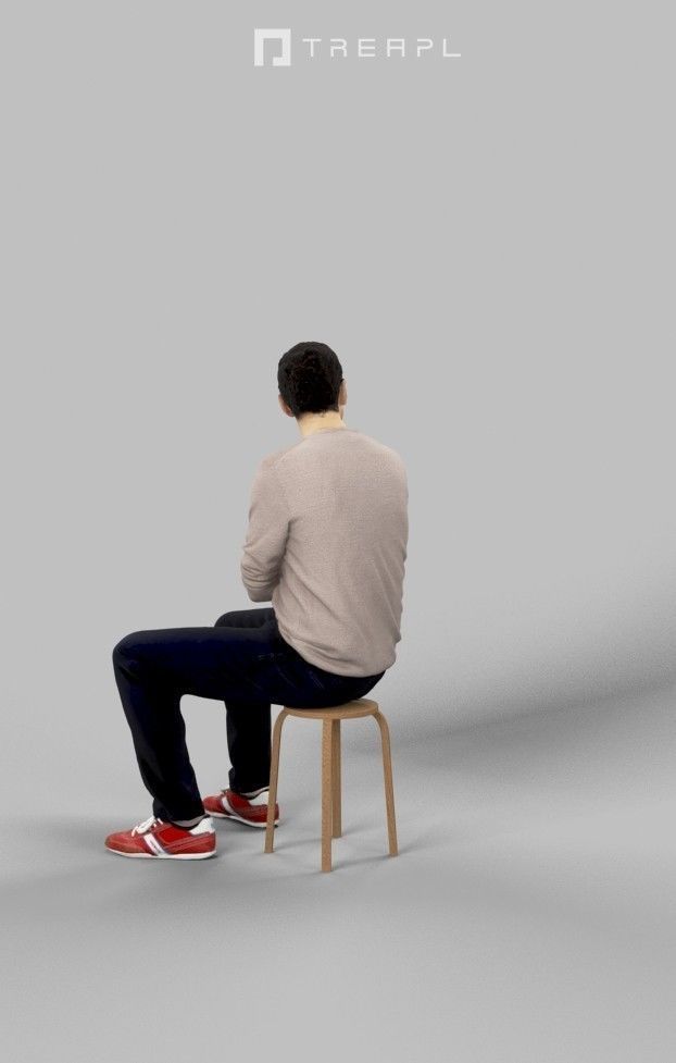 Jest Smart Casual Caucasian Male Sitting And Thinking 3D model_7