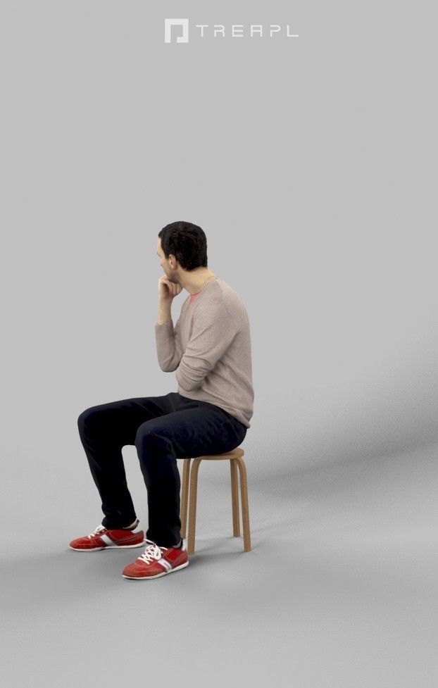 Jest Smart Casual Caucasian Male Sitting And Thinking 3D model_8