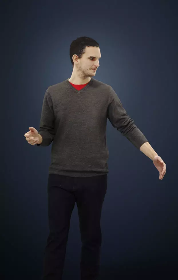 Jest A Caucasian Male walking In A Casual Outfit Explaining 3D model_0