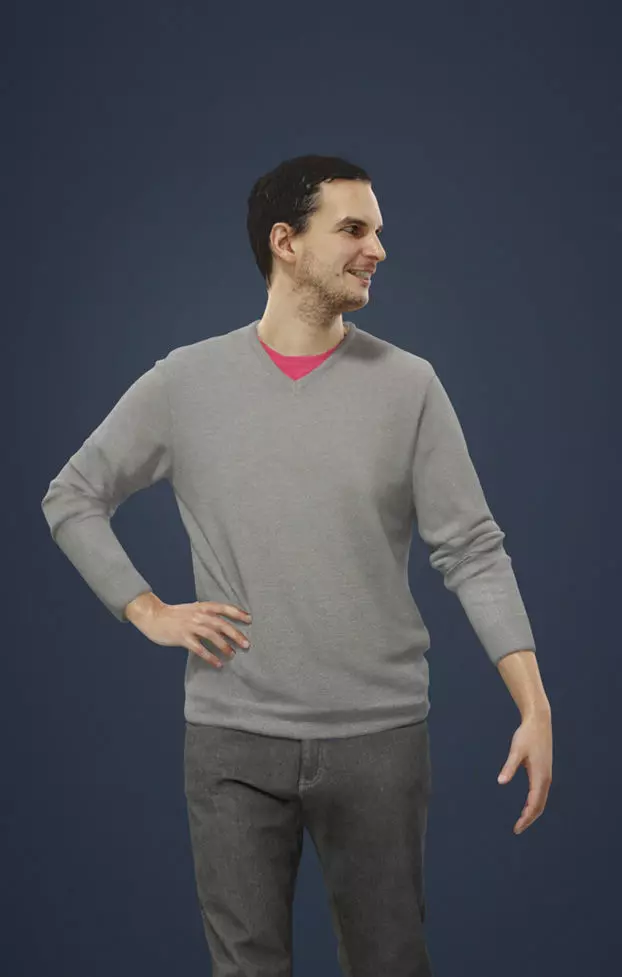 Jest Foreground Casual Man Walking Talking 3D model_0