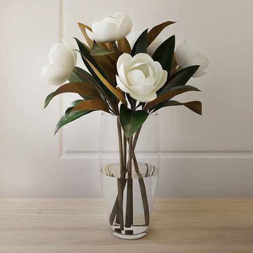Magnolia white flower 3D model