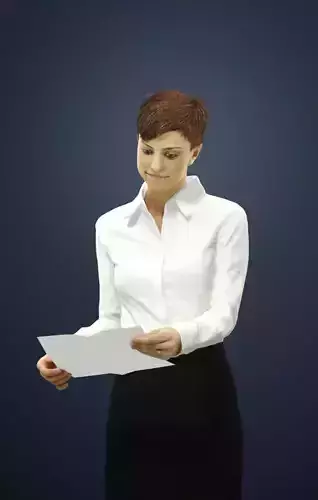 Luna A Business Woman Standing While Checking Documents 3D model