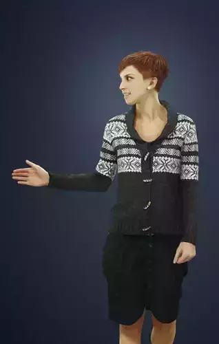 Luna A Caucasian Female Walking while Explaining 3D model