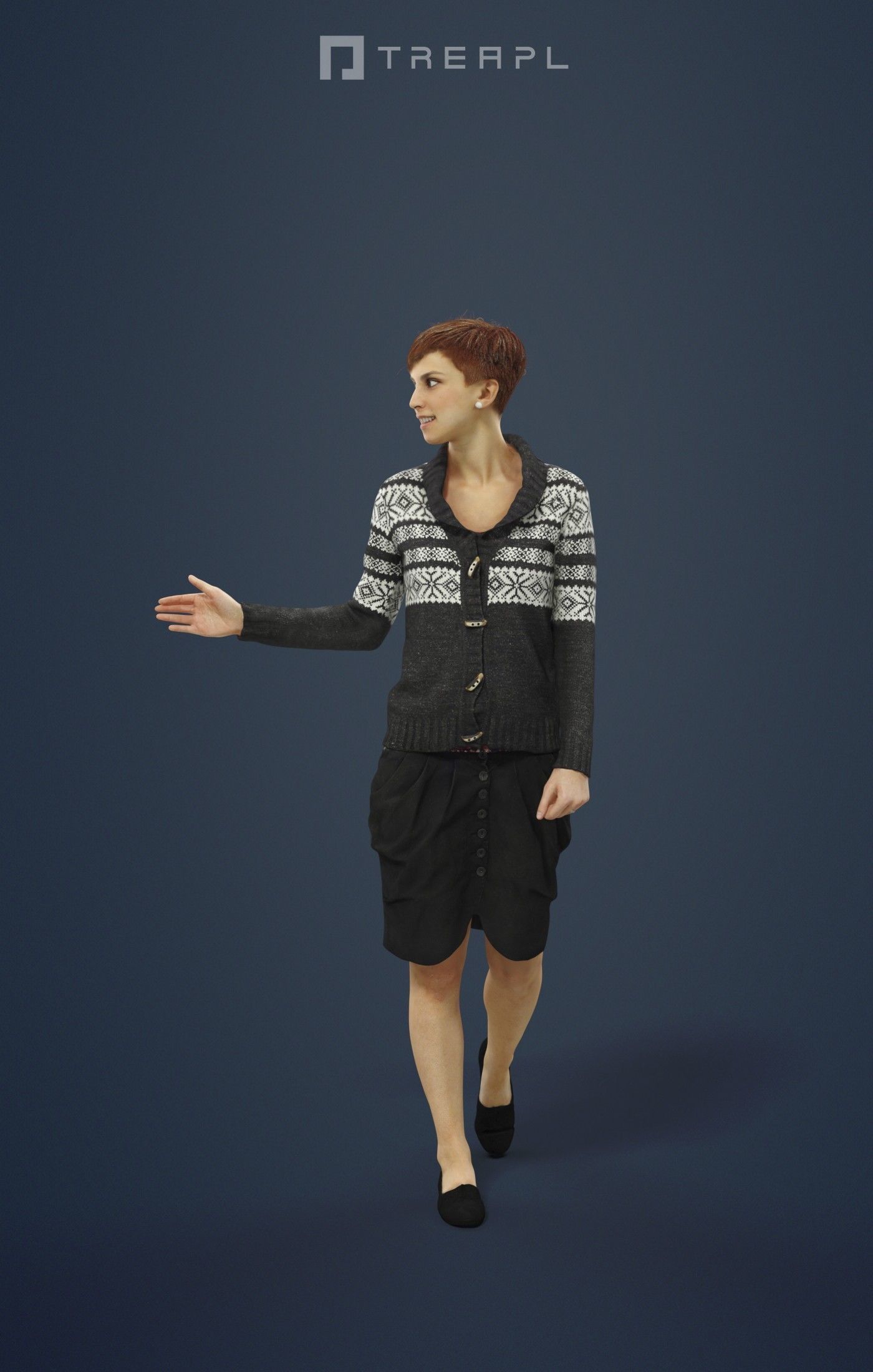 Luna A Caucasian Female Walking while Explaining 3D model_1