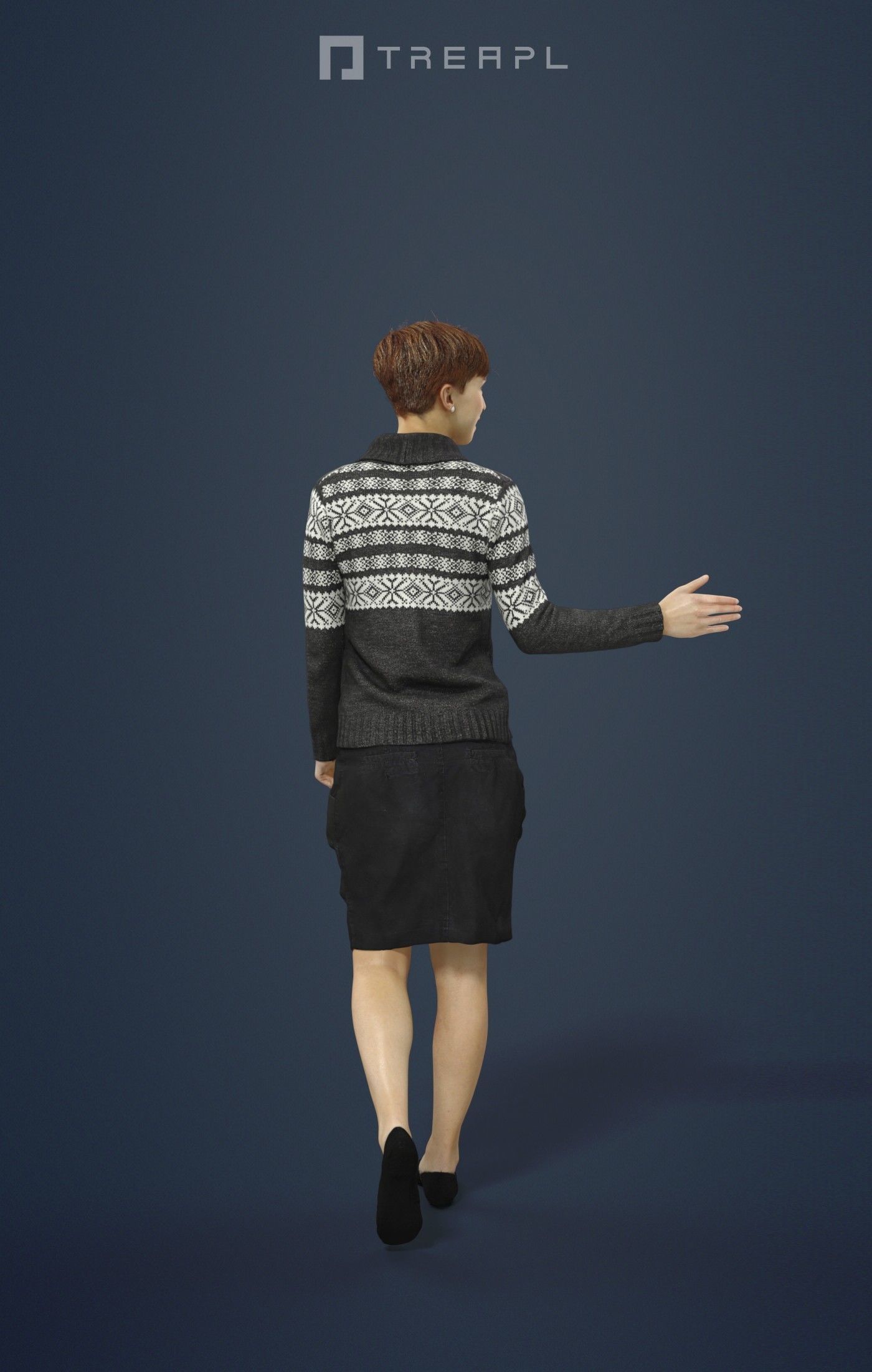 Luna A Caucasian Female Walking while Explaining 3D model_2