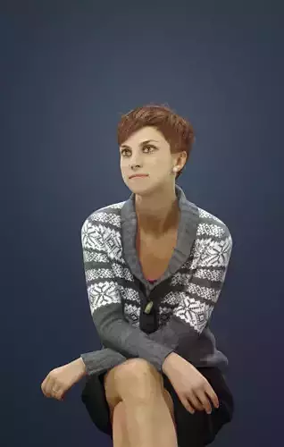 Luna Casual Woman in a sweater Sitting Listening 3D model