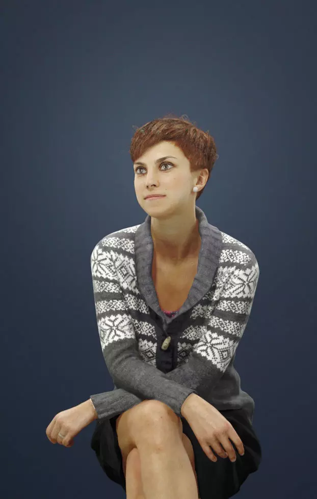 Luna Casual Woman in a sweater Sitting Listening 3D model_0