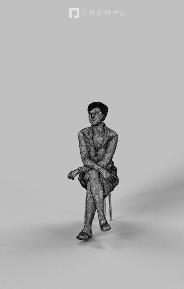 Luna Casual Woman in a sweater Sitting Listening 3D model_9