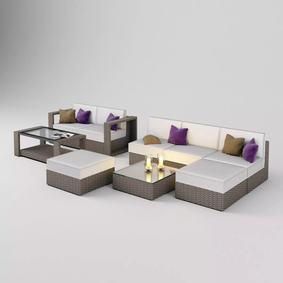 Outdoor Seating Set Garden Furniture - Dedon style 3D model