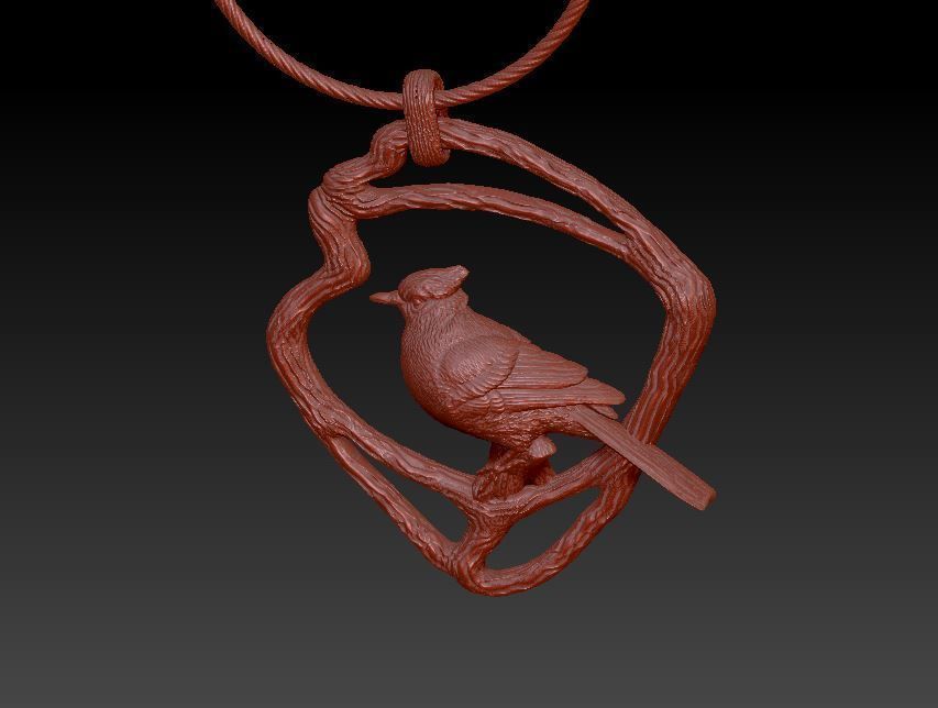Pendant Blue Jay 3D print model_2